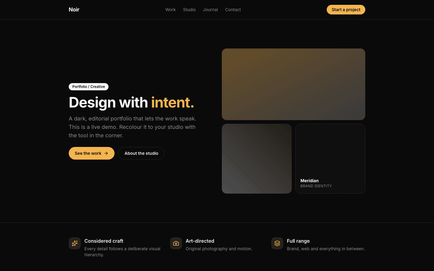 Noir: live Portfolio / Creative demo site